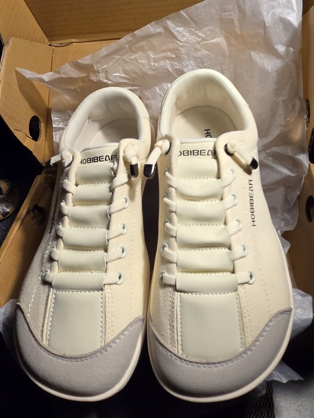 Hobibear Barefoot Minimalist Sneakers Cream Gray Size 6.5 NEW